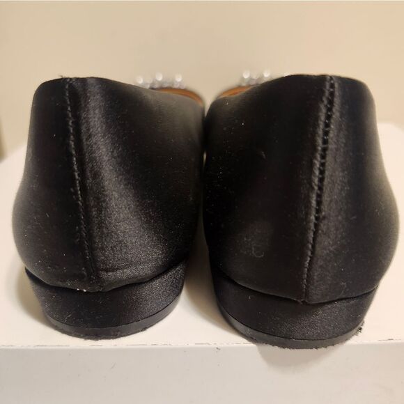 J. Crew Black Satin Pointy Toe Ballet Flats w/Crystal Buckle Detail Sz.6.5 $148 - Picture 6 of 9
